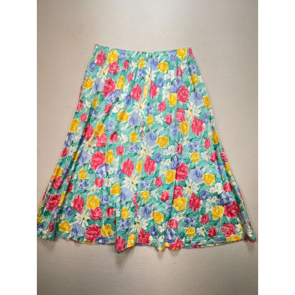 Koret Women's A-Line Skirt Elastic Waist Stretch Pockets Floral Size XL Multi - Picture 7 of 10